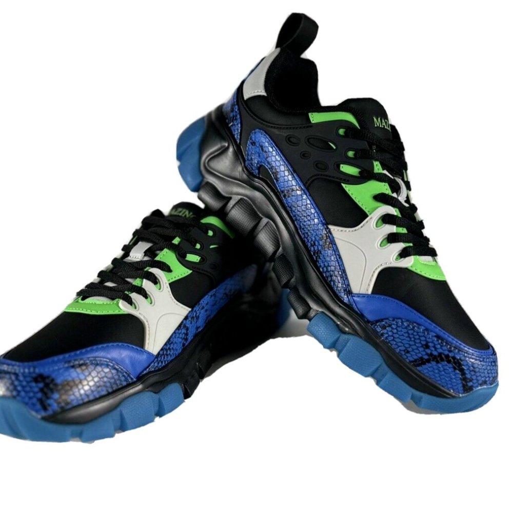 Mazino Fashion Chunky Sneakers Sphene Royal Blue Green Men's Athleisure Shoes